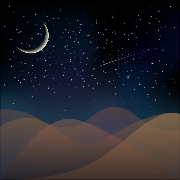 Planet surface on a dark starry sky background — Stock Vector