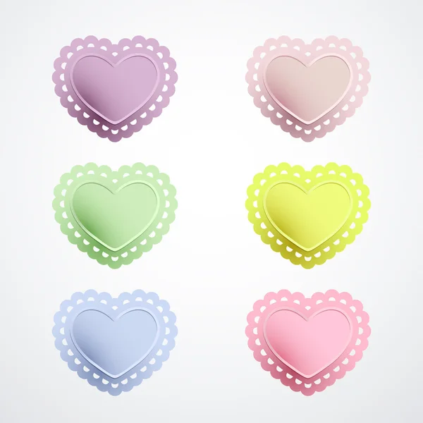 Συλλογή σχήματα δαντελωτές καρδιά — Διανυσματικό Αρχείο