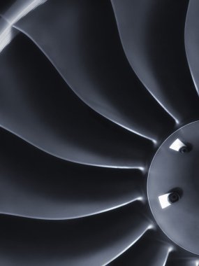 This close up image of a business aircraft jet engine inlet fan makes a great business travel or aerospace background