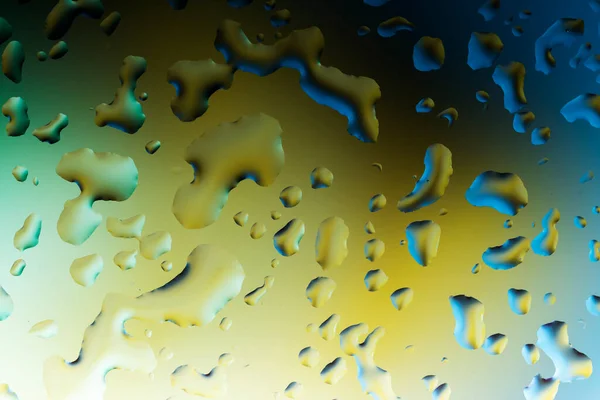 Abstract Image Water Droplets Glass Surface Reflecting Multicolored Background — Stock Photo, Image