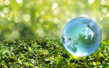 Yenilenebilir enerji konsepti Dünya Günü veya çevre koruma Elleri toprakta yetişen ormanları korur ve dünyayı kurtarmaya yardım eder.