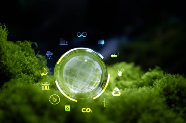 Yenilenebilir enerji konsepti Dünya Günü veya çevre koruma Elleri toprakta yetişen ormanları korur ve dünyayı kurtarmaya yardım eder.