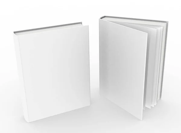 テンプレート空のハードカバーの本のモックアップセット白の背景 3Dレンダリング — ストック写真