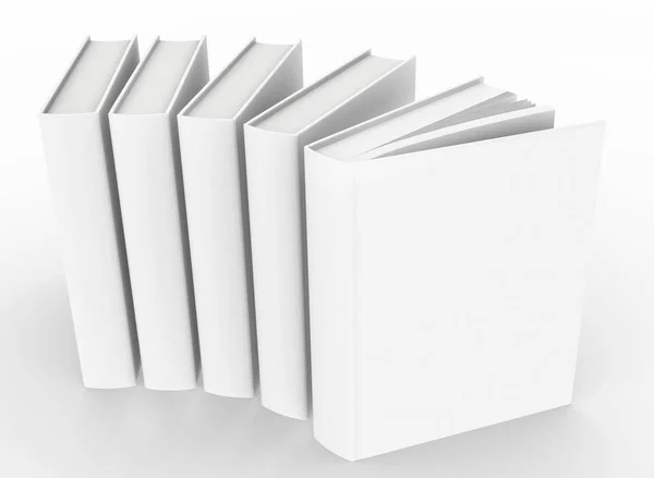 Plantilla Libro Vacío Maqueta Conjunto Fondo Blanco Renderizado — Foto de Stock