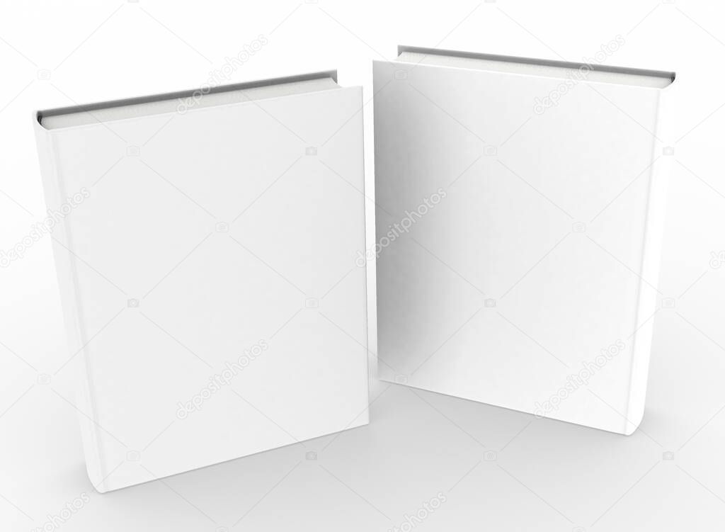 template empty hardcover book mockup set white background , 3d rendering