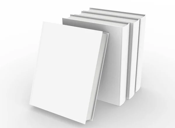 Modelo Vazio Capa Dura Livro Mockup Conjunto Fundo Branco Renderização — Fotografia de Stock