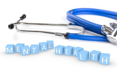 mental health box 3d illustration and doctor stethoscope , concept mental health  clipart