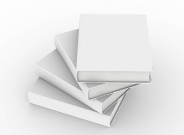 şablon boş cilt kitap modelleme beyaz arkaplan, 3d oluşturma