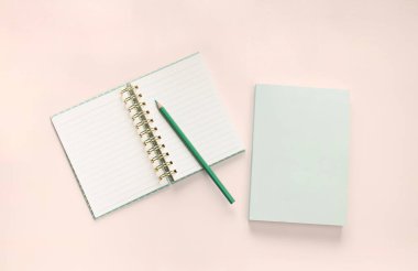 düz serili kitap kırtasiyesi ve arka plandaki kalem