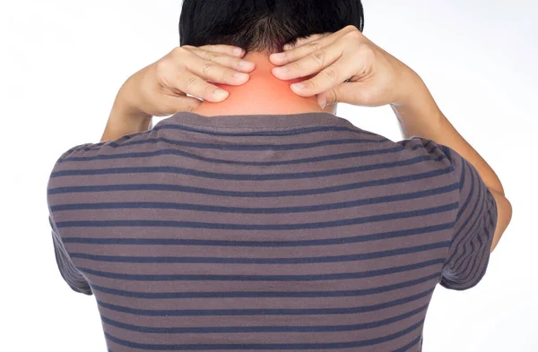 亚洲人感到疼痛 背脊肌办公室综合症 — 图库照片
