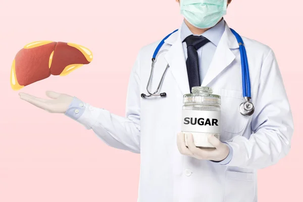 Doktor Yağlı Karaciğer Şeker Gösteriyor Karaciğer Hastalığı — Stok fotoğraf