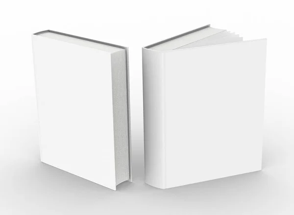 Plantilla Libro Vacío Maqueta Conjunto Fondo Blanco Renderizado — Foto de Stock