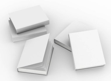 şablon boş cilt kitap maketi seti, 3d oluşturma