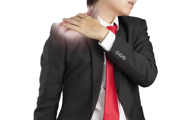 Office Worker Feel Shoulder Muscle Pain Ray Muscle — Stock Photo, Image