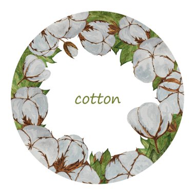 Yapraklar, dallar ve pamuklu civata ile yuvarlak çerçeve