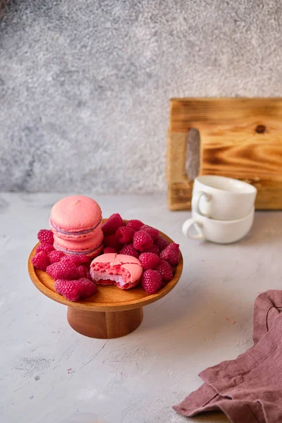 Läcker Fransk Dessert Makarontårta Söt Dessert Gjord Mandelmjöl Och Fylld — Stockfoto