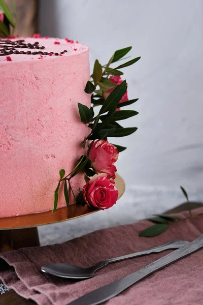 Pyszne Piękne Ręcznie Robione Ciasto Wyroby Cukiernicze Święta Deser Zdobią — Zdjęcie stockowe