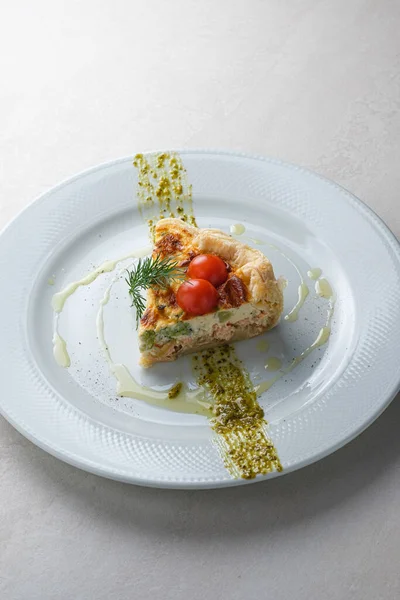 Menu Restaurant Quiche Salmon — Stock fotografie