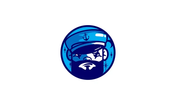 Бородатий Мультяшний Човен Капітан Векторні Ілюстрації — стоковий вектор