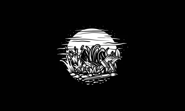 Dessin Nuit Noir Blanc Illustration Vectorielle Art — Image vectorielle