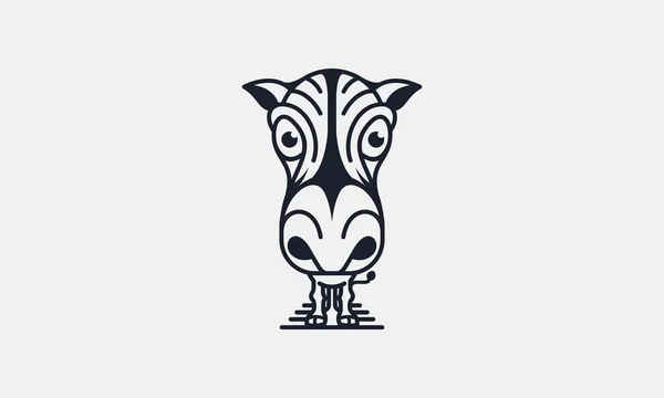 Cartoon Grappige Zebra Pictogram Lijn Logo Vector — Stockvector