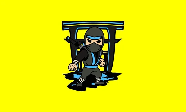 Cartoon Ninja Vechten Pose Vector Illustratie — Stockvector