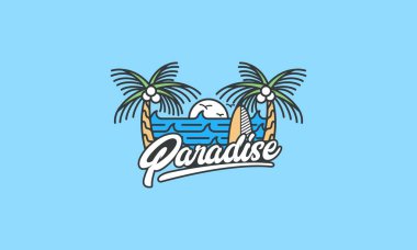 Açık hava plaj seyahati cennet vektör çizimi