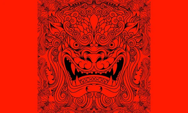 Japanische Foo Dog Ornamente Vektor Illustration — Stockvektor