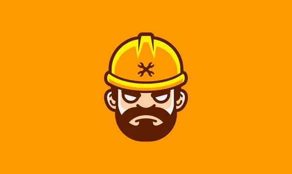 Reparatie Man Mascotte Pictogram Merk Identiteit Vector Illustratie — Stockvector