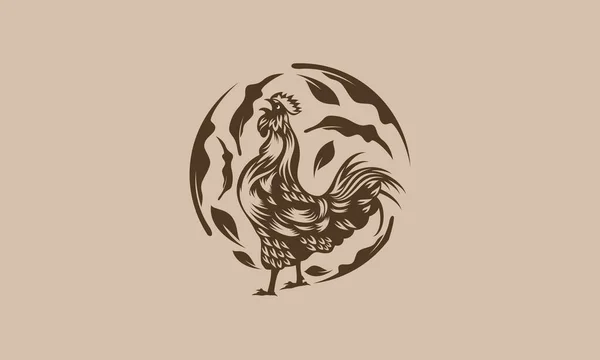 Gallo Comida Restaurante Logo Vector Ilustración — Archivo Imágenes Vectoriales