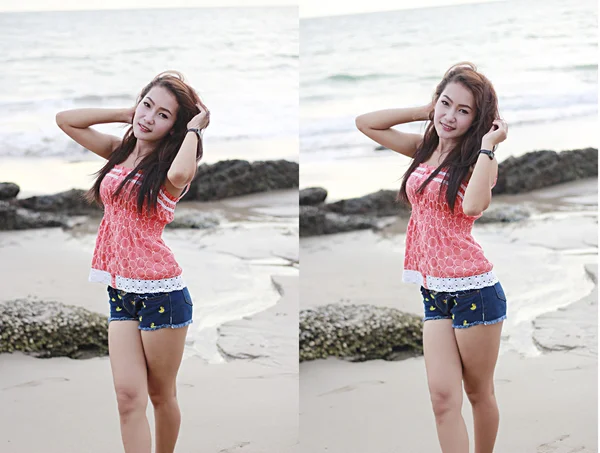 Thai girl on the beach — Stock Photo, Image