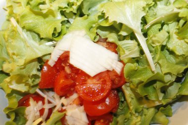 yeşil salata domates ve soğan ile