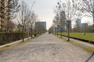 Ağaç avenue Şehir Parkı'nda Kuzey İtalya