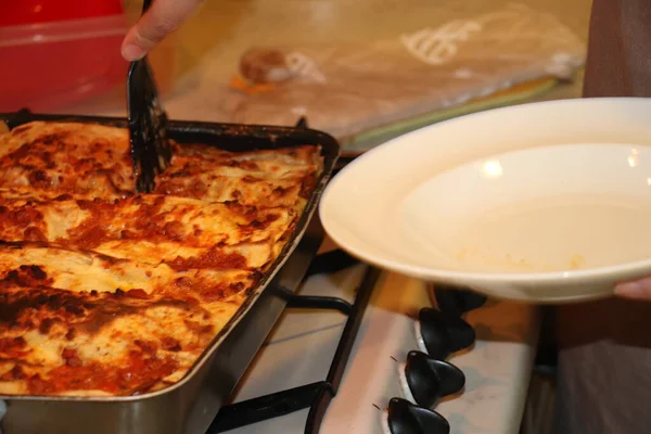 Lasagne Italiane Con Salsa Bolognese Carne Manzo Tritata — Foto Stock