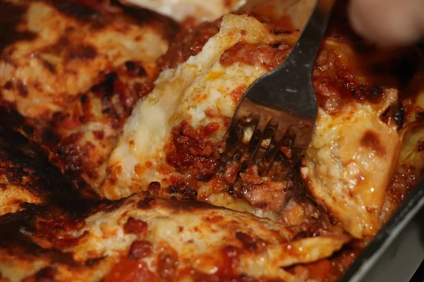 Italiaanse Lasagne Met Worst Saus Gehakt Vlees — Stockfoto