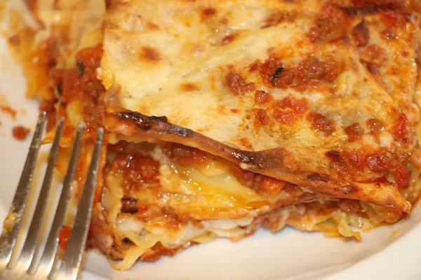 Lasagne Italiane Con Salsa Bolognese Carne Manzo Tritata — Foto Stock