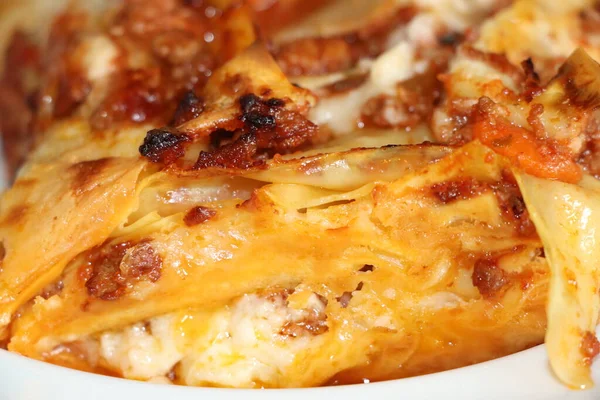 Lasagne Italiane Con Salsa Bolognese Carne Manzo Tritata — Foto Stock