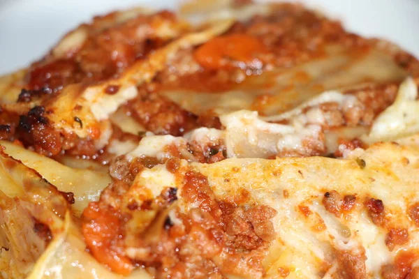 Lasagne Italiane Con Salsa Bolognese Carne Manzo Tritata — Foto Stock