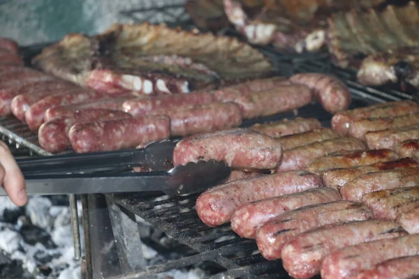 Carne Mista Com Costelas Carne Bovina Salsicha Grelha — Fotografia de Stock