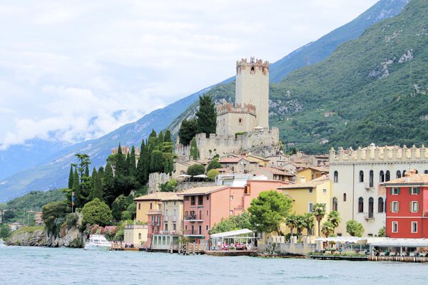 City of Malcesine on Garda lake in Italy
