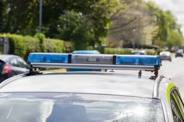 Light Bars Unidentified British Police Vehicle Monitoring Traffic Busy Main — Stock Photo, Image