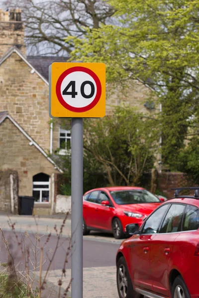 Urban Miles Hour Speed Limit Sign Used United Kingdom Defocussed — Stock fotografie