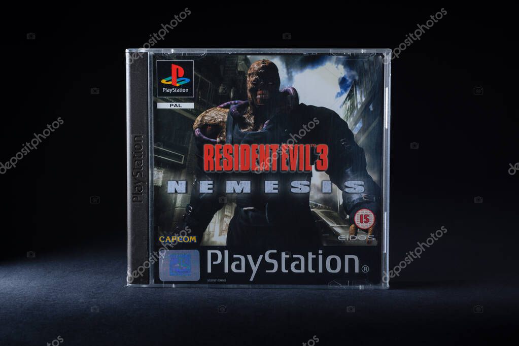 Original Resident Evil Three Nemesis Playstation One game developed by Capcom published in 1999 an action role playing survival horror video game