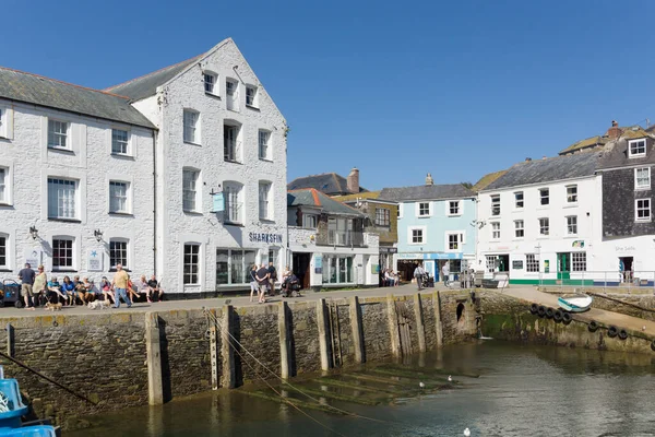 Mevagissey Hafen Mit Touristen Der Küste Der Cornish Area Outstanding — Stockfoto