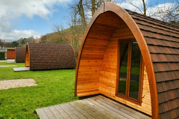 Camping pods in a rural camp site in the UK