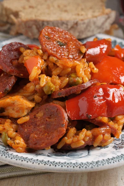 Kurczaka i Chorizo Paella — Zdjęcie stockowe