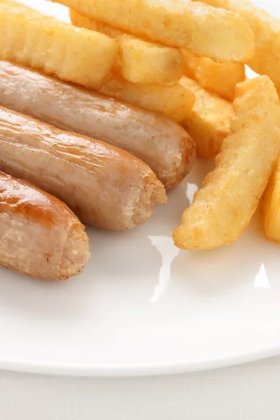 Sausage and Chips — Stock Photo, Image