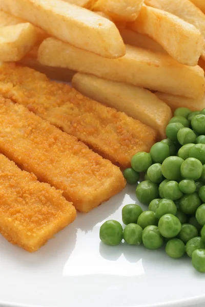 Fish Fingers Chips e piselli — Foto Stock