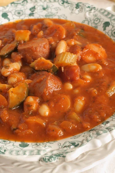 Sopa de feijão e salsicha da Toscana — Fotografia de Stock