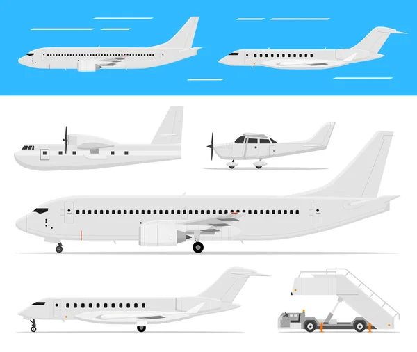 Commerciële vliegtuig en prive-jets — Stockvector